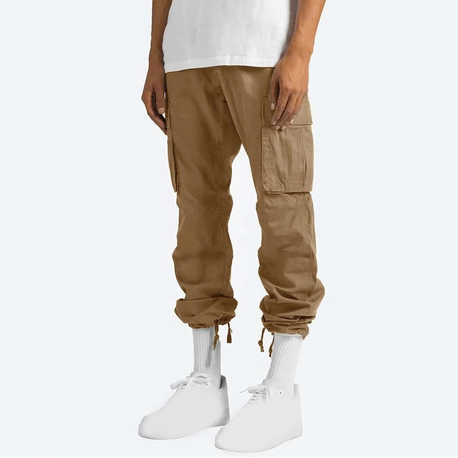 Pantalones Cargo Para Hombre De Ajuste Relajado Casual Ajustados Para Playa Trabajo Streetwear Caqui Holgados Con Bolsillos Con Zíper