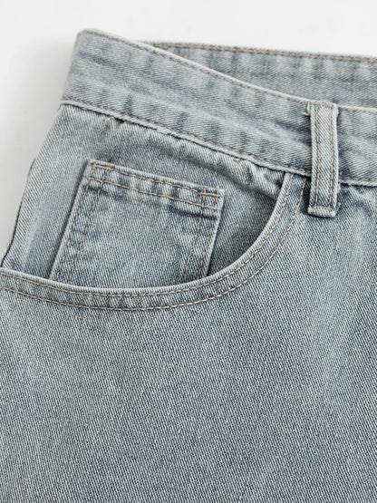 Customized Black Denim Pants Men'S Wide-Leg Jeans Loose Casual Streetwear Trousers Springstatements Pocket Menswear