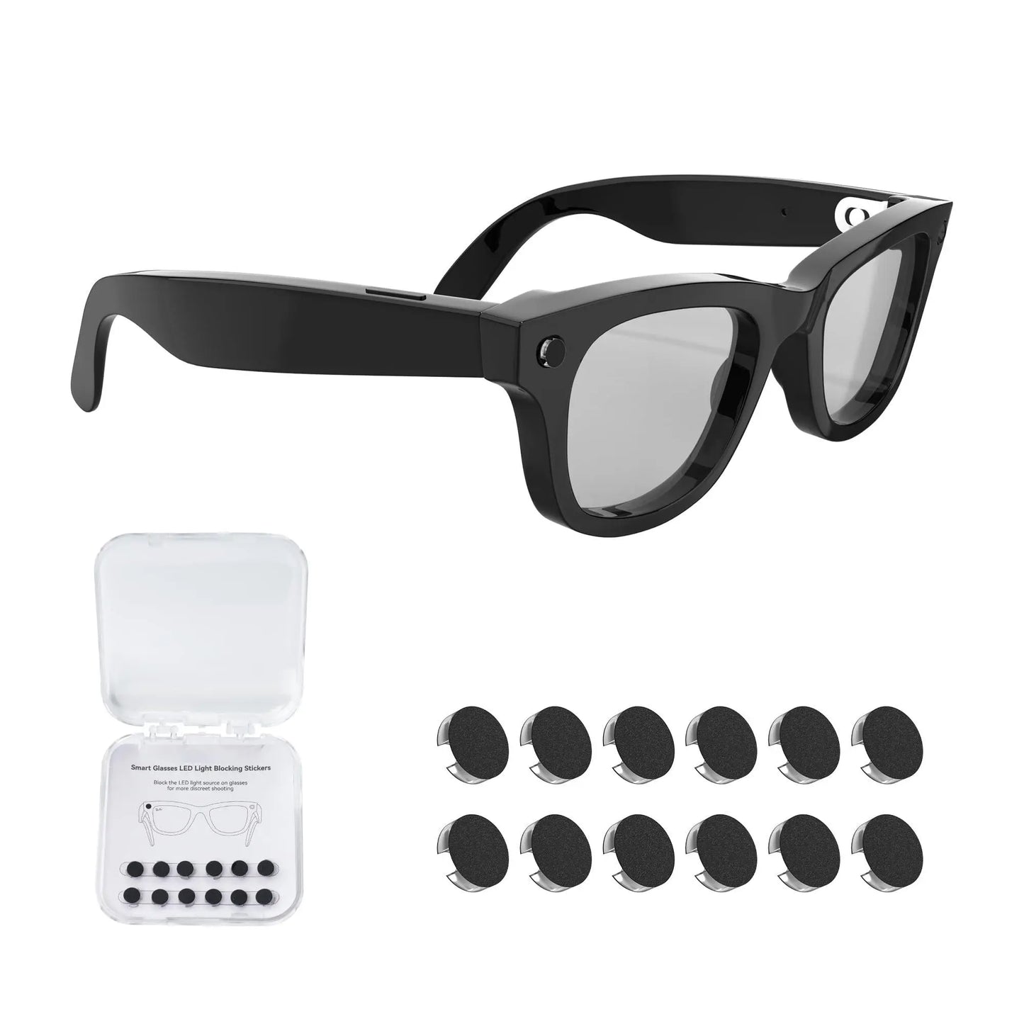 12Pcs LED Light Blocking Stickers Compatible with Ray-Ban Meta Wayfarer/Skyler/Headliner (Gen 1) & Oakley Meta HSTN Smart Glasses Accessories, Low-Tack Restickable Blackout LED Light Covers Sticker