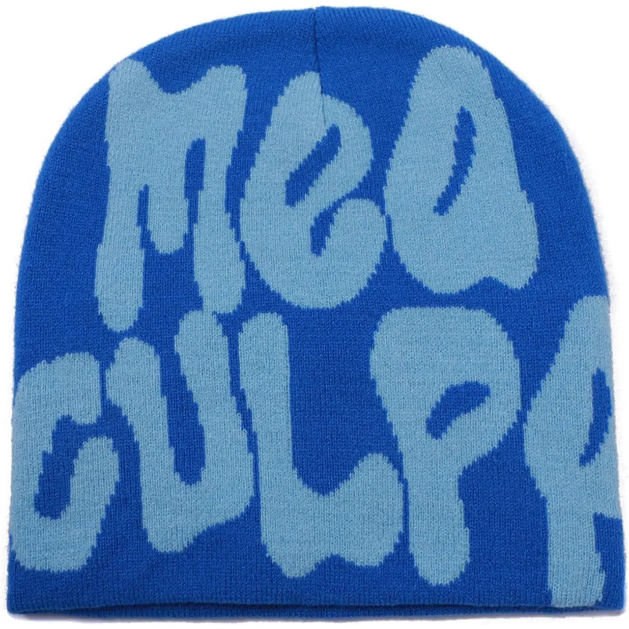 Y2K Beanie Hat Acrylic Knit Skull Cap Mea Culpa Graphic Design Winter Warm Beanies for Women Men