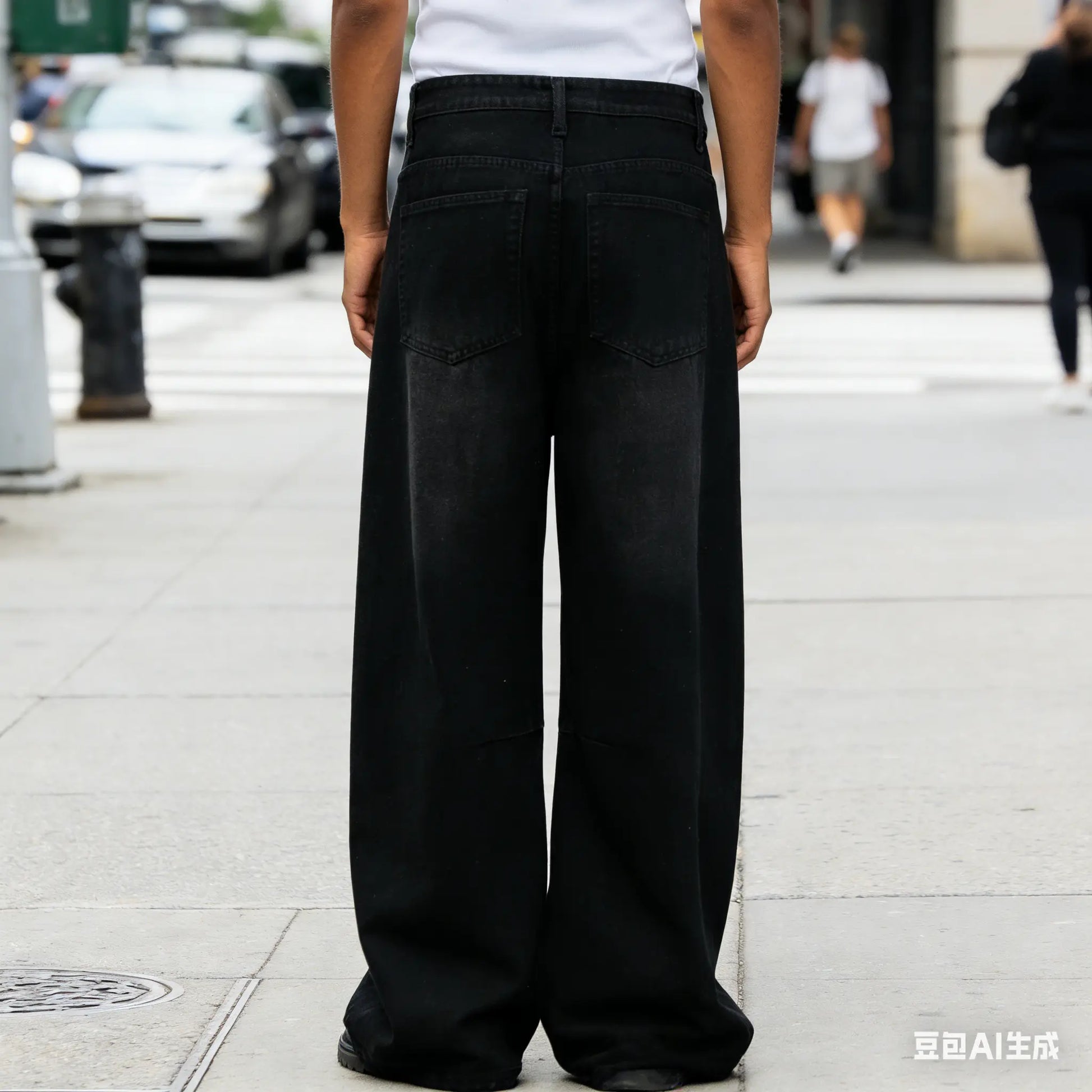 Customized Black Denim Pants Men'S Wide-Leg Jeans Loose Casual Streetwear Trousers Springstatements Pocket Menswear