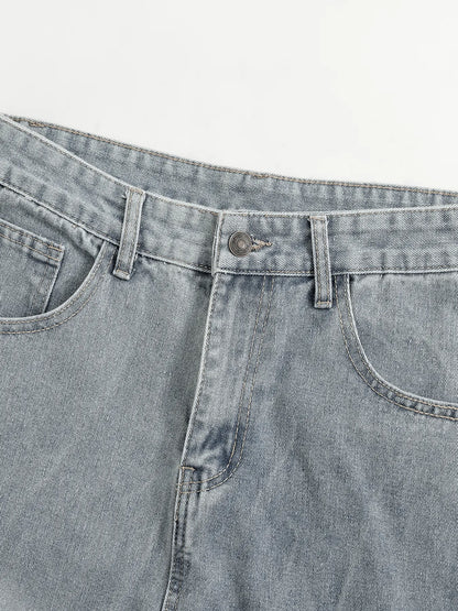 Customized Black Denim Pants Men'S Wide-Leg Jeans Loose Casual Streetwear Trousers Springstatements Pocket Menswear