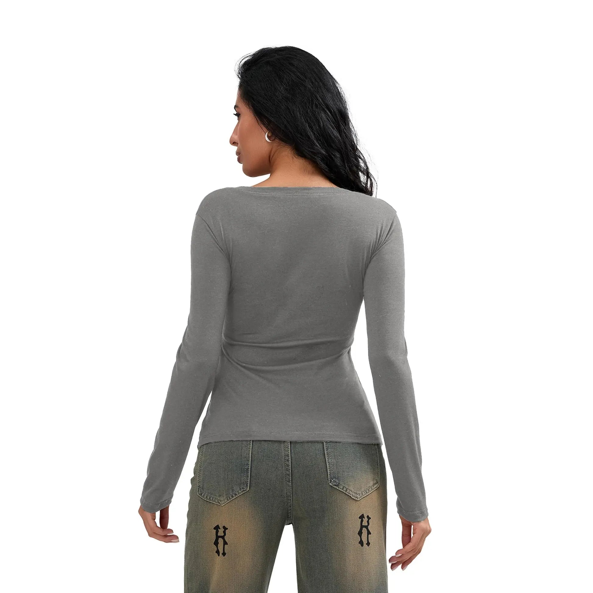 Women Long Sleeve Tops Autumn Vintage Casual Lace Patchwork 1/2 Button Pullover Shirt Club Streetwear