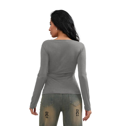 Women Long Sleeve Tops Autumn Vintage Casual Lace Patchwork 1/2 Button Pullover Shirt Club Streetwear